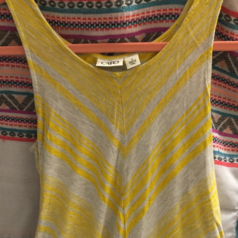 YELLOW AND GREY STRIPED BLOUSE
